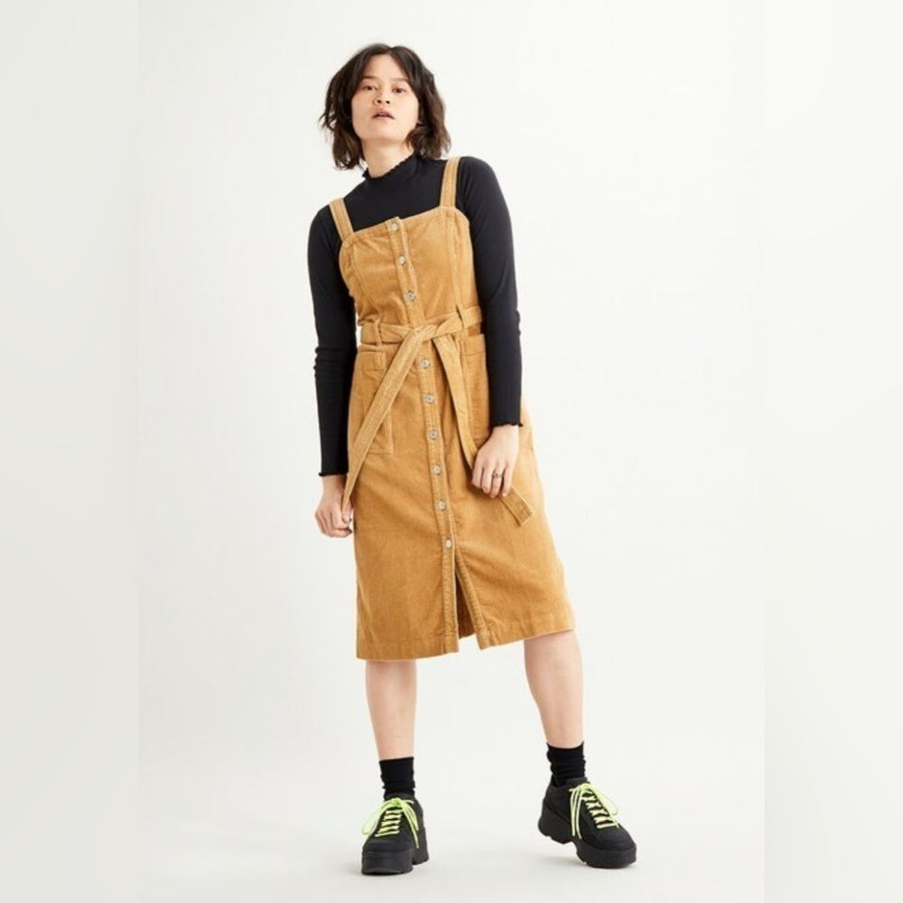 Levi’s Calla Corduroy Midi Dress Tan Women’s Sz S